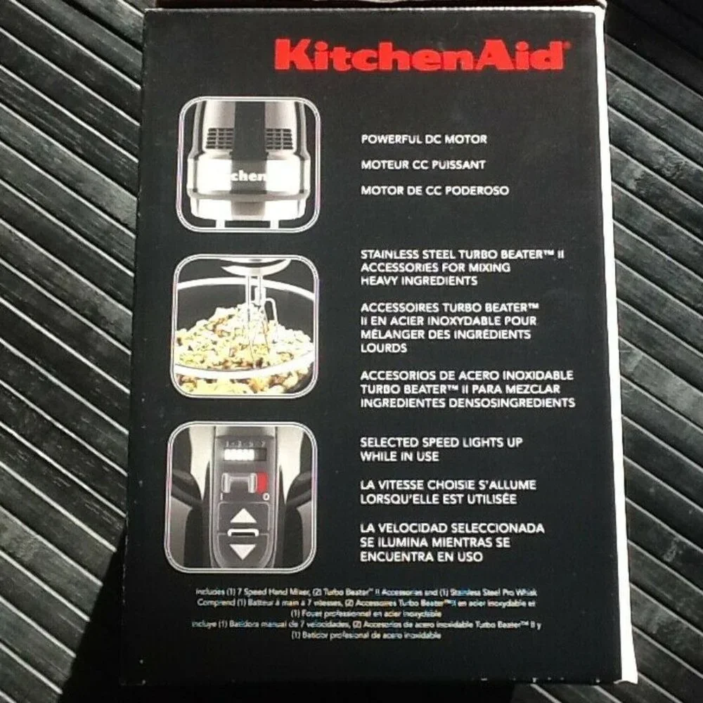 brand new BLACK KitchenAid Soft Start 7-Speed Hand Mixer - Model KHM7210OB